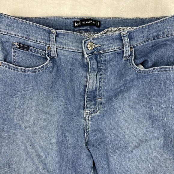 Lee Relaxed Fit Capri Jeans Denim Blue Size 10 Petite Shorts Pants Ankle - Picture 2 of 8